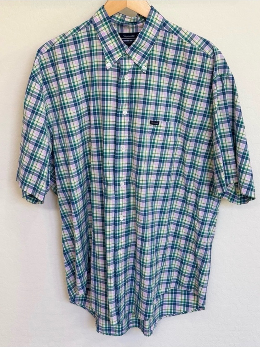 Façonnable Men's Relaxed Fit Plaid Short Sleeve Button Down Shirt XXL Multicolor